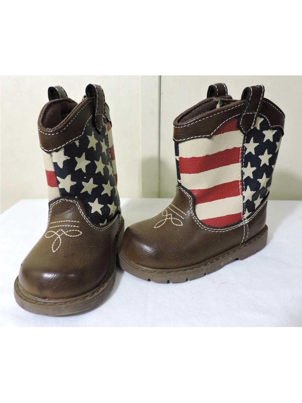 Trimfoot Brown Cowboy Boots Stars n Stripes Infant Size 4
